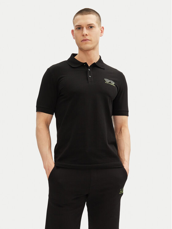 Снимка на KARL LAGERFELD Тениска с яка и копчета 745400 552235 Черен Slim Fit
