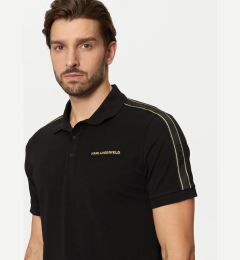 Снимка на KARL LAGERFELD Тениска с яка и копчета 745461 551235 Черен Regular Fit