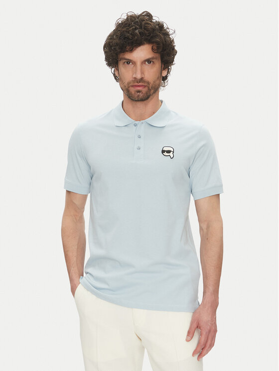 Снимка на KARL LAGERFELD Тениска с яка и копчета 745710 552224 Светлосиньо Regular Fit