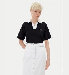 Снимка на KARL LAGERFELD Тениска с яка и копчета A2W17111 Черен Regular Fit