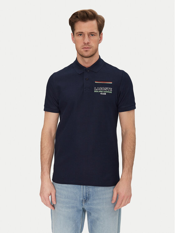 Снимка на Lacoste Тениска с яка и копчета PH8742 Тъмносин Regular Fit