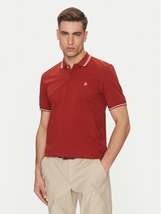 Снимка на Marc O'Polo Тениска с яка и копчета 523 2230 53054 Червен Regular Fit