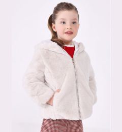 Снимка на Mayoral Кожено палто 4.407 Бежов Regular Fit