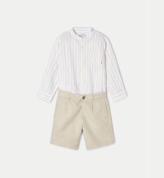 Снимка на Mayoral Комплект от риза и текстилни шорти 03281 Бежов Regular Fit