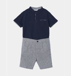 Снимка на Mayoral Комплект от тениска с яка и къси панталони 3282 Тъмносин Regular Fit