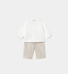 Снимка на Mayoral Комплект риза и платнени панталони 1564 Бежов Regular Fit