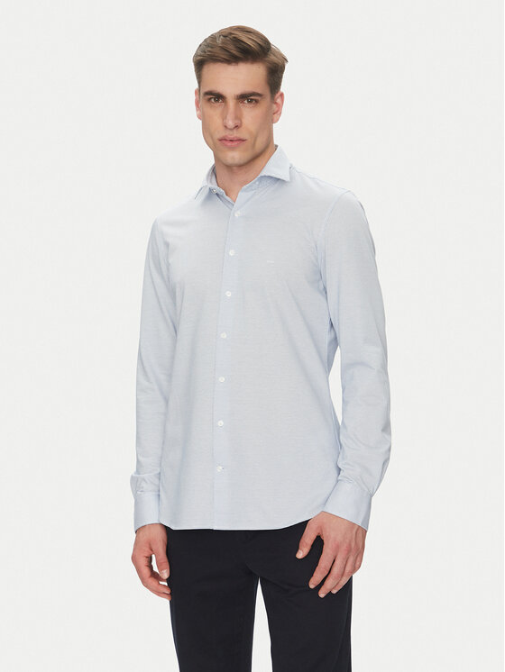 Снимка на Michael Kors Риза MK0DS01555 Светлосиньо Slim Fit