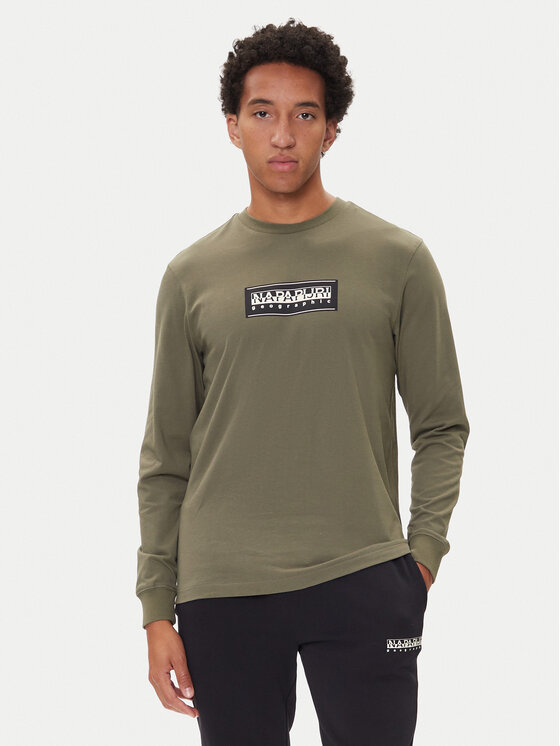 Снимка на Napapijri Тениска с дълъг ръкав S-Box Logo NP0A4I3M Каки Regular Fit
