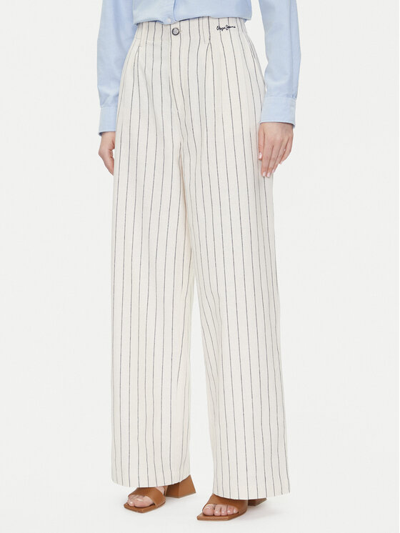 Снимка на Pepe Jeans Текстилни панталони Herly PL211806 Бежов Wide Leg
