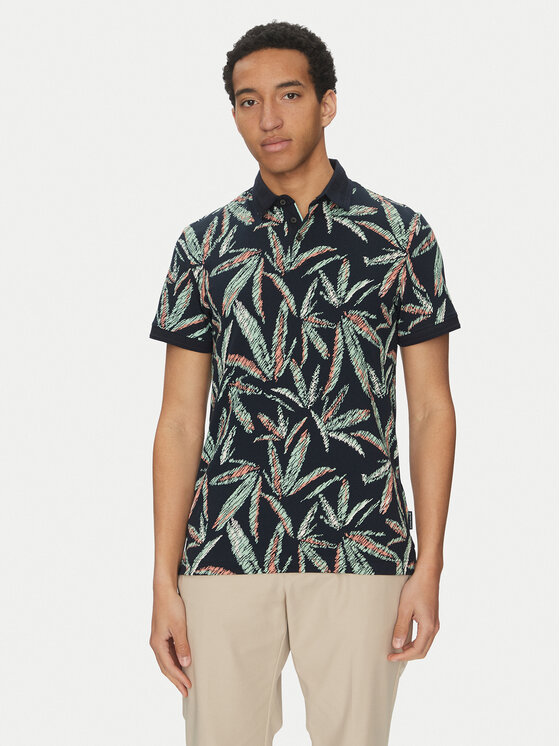 Снимка на Tom Tailor Тениска с яка и копчета 1045706 Тъмносин Regular Fit