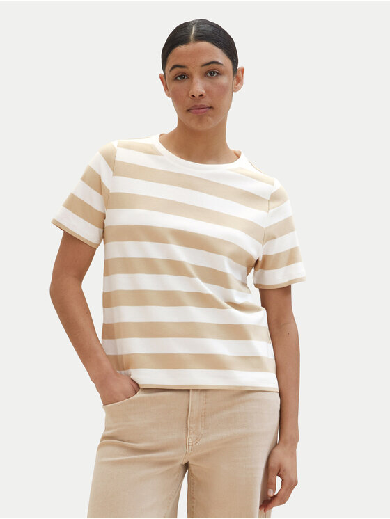 Снимка на Tom Tailor Тишърт 1040584 Бежов Regular Fit