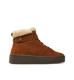 Снимка на Tommy Hilfiger Боти Faux Fur Nubuck Low Lace-Up FW0FW08172 Кафяв