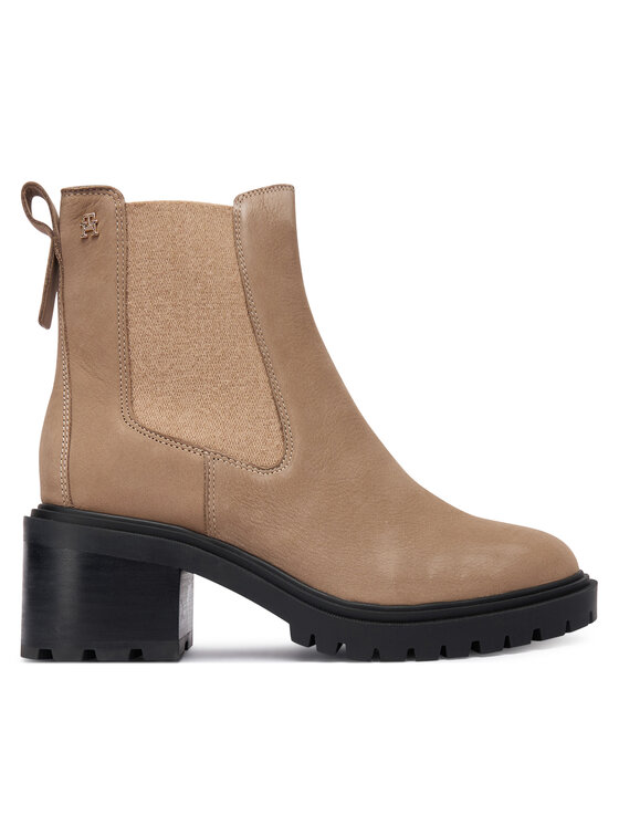 Снимка на Tommy Hilfiger Боти Th Nubuck Chelsea Cleated Heel FW0FW09158 Бежов