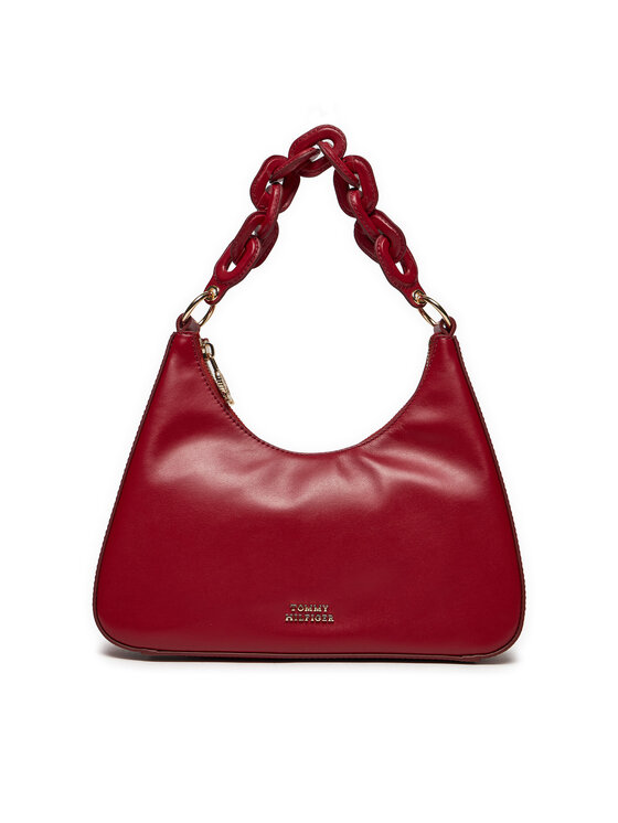 Снимка на Tommy Hilfiger Дамска чанта Soft Leather Shoulder Bag AW0AW16293 Червен