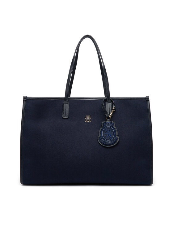 Снимка на Tommy Hilfiger Дамска чанта Th City Large Tote Melton AW0AW18215 Тъмносин