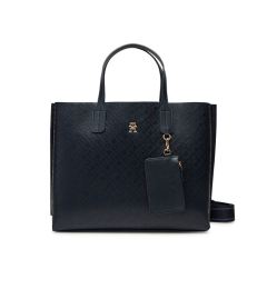 Снимка на Tommy Hilfiger Дамска чанта Th Distinct Satchel Mono AW0AW17174 Тъмносин