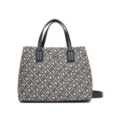 Снимка на Tommy Hilfiger Дамска чанта Th Jacquard Satchel AW0AW17444 Тъмносин