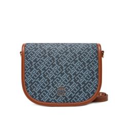 Снимка на Tommy Hilfiger Дамска чанта Th Monoplay Leather Saddle Bag AW0AW17414 Тъмносин