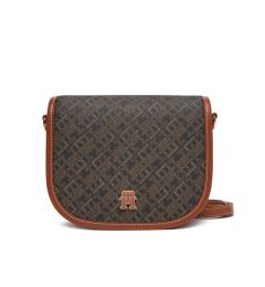 Снимка на Tommy Hilfiger Дамска чанта Th Monoplay Leather Saddle Bag AW0AW17414 Черен