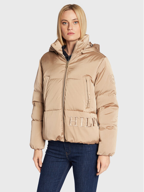 Снимка на Tommy Hilfiger Пухено яке Sateen WW0WW36062 Бежов Regular Fit