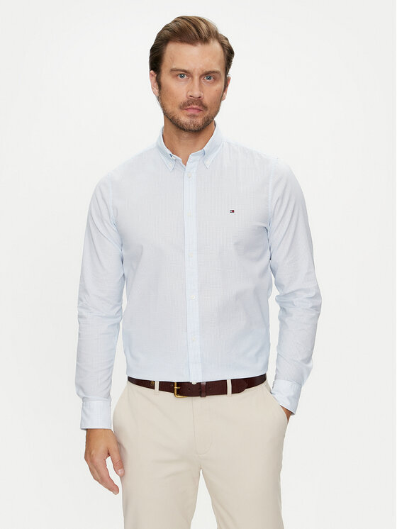 Снимка на Tommy Hilfiger Риза Micro Foulard MW0MW35813 Светлосиньо Slim Fit