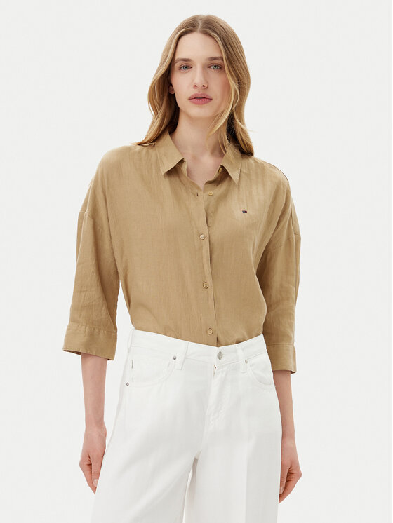Снимка на Tommy Hilfiger Риза WW0WW46169 Бежов Loose Fit