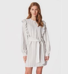 Снимка на Tommy Hilfiger Рокля тип риза Stripe Short Frill WW0WW37587 Бял Regular Fit