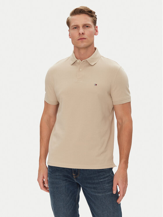 Снимка на Tommy Hilfiger Тениска с яка и копчета 1985 MW0MW17770 Бежов Regular Fit