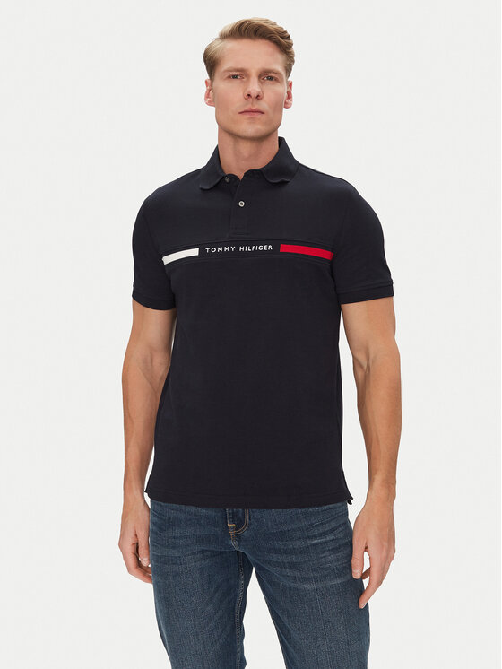 Снимка на Tommy Hilfiger Тениска с яка и копчета Chest Insert MW0MW38130 Тъмносин Regular Fit