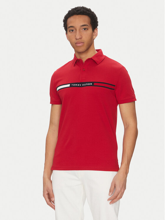 Снимка на Tommy Hilfiger Тениска с яка и копчета Chest Insert MW0MW38130 Червен Regular Fit