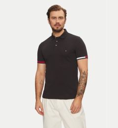 Снимка на Tommy Hilfiger Тениска с яка и копчета Flag Cuff MW0MW37518 Черен Slim Fit