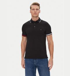 Снимка на Tommy Hilfiger Тениска с яка и копчета Flag Cuff MW0MW38458 Черен Slim Fit
