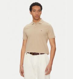 Снимка на Tommy Hilfiger Тениска с яка и копчета Vertical MW0MW38951 Бежов Regular Fit