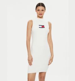 Снимка на Tommy Jeans Плетена рокля Center Flag DW0DW18607 Екрю Slim Fit
