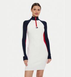 Снимка на Tommy Jeans Плетена рокля Colorblock Rib Sweater Dress DW0DW18701 Бял Slim Fit