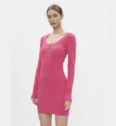 Снимка на Tommy Jeans Плетена рокля Tjw Badge Rib Bodycon Ls DW0DW17424 Розов Slim Fit