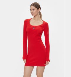 Снимка на Tommy Jeans Плетена рокля Tjw Badge Rib Bodycon Ls DW0DW17424 Червен Slim Fit