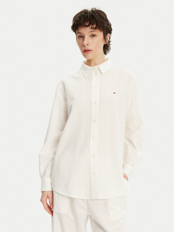 Снимка на Tommy Jeans Риза DW0DW20292 Екрю Relaxed Fit