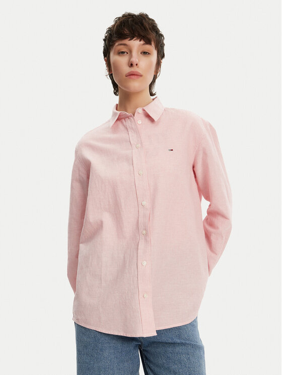 Снимка на Tommy Jeans Риза DW0DW20292 Розов Relaxed Fit