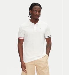 Снимка на Tommy Jeans Тениска с яка и копчета Flag Cuff DM0DM21306 Екрю Slim Fit