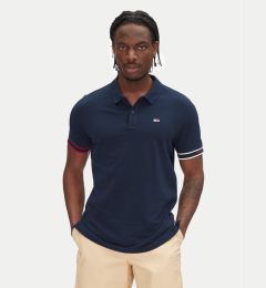 Снимка на Tommy Jeans Тениска с яка и копчета Flag Cuff DM0DM21306 Тъмносин Slim Fit