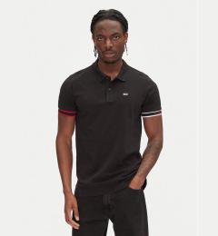 Снимка на Tommy Jeans Тениска с яка и копчета Flag Cuff DM0DM21306 Черен Slim Fit