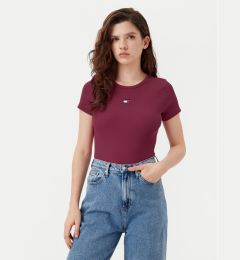 Снимка на Tommy Jeans Тишърт Badge DW0DW17881 Бордо Slim Fit