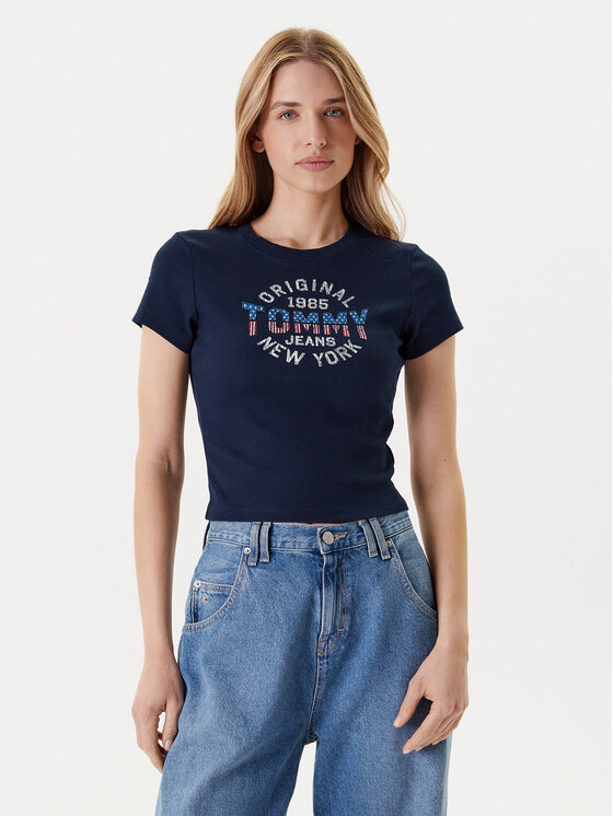 Снимка на Tommy Jeans Тишърт DW0DW21421 Тъмносин Slim Fit