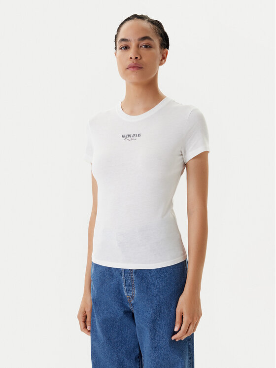 Снимка на Tommy Jeans Тишърт Essential DW0DW20913 Бял Slim Fit