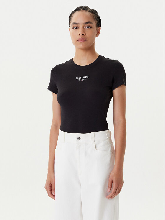 Снимка на Tommy Jeans Тишърт Essential DW0DW20913 Черен Slim Fit