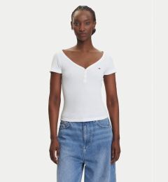 Снимка на Tommy Jeans Тишърт Henley DW0DW20902 Бял Slim Fit
