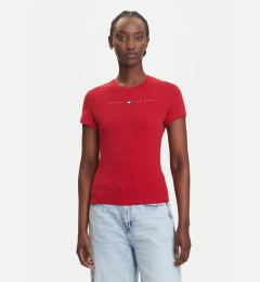 Снимка на Tommy Jeans Тишърт Linear DW0DW21422 Червен Slim Fit