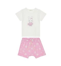 Снимка на United Colors Of Benetton Комплект тишърт и панталонки 35ZEAK013 Розов Regular Fit