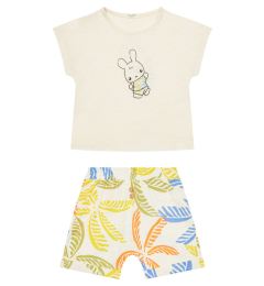 Снимка на United Colors Of Benetton Комплект тишърт и панталонки 3O7SAK014 Бежов Regular Fit